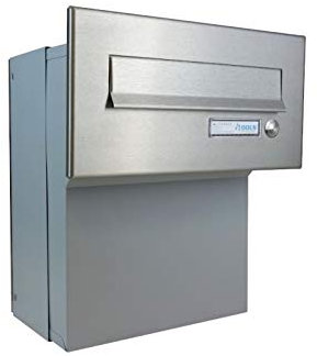 F-046 Edelstahl Mauerdurchwurf Briefkasten mit Klingel (Tiefe: 19-27 cm) - LETTERBOX24.de