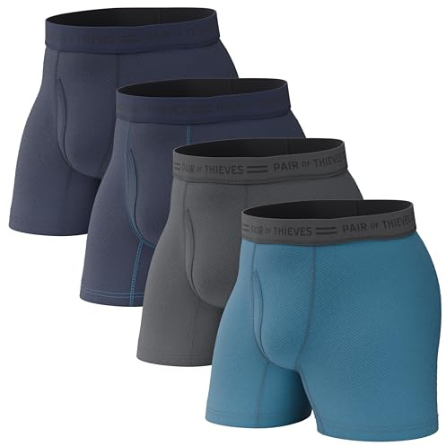 Pair of Thieves Men Every Day Kit Boxer Briefs | Underwear for Men | 4 Pack | Soft, Tagless, Cotton Spandex Blend | Moisture Wicking for the Gym, Work and Daily Comfort | Everyday Boxer Briefs