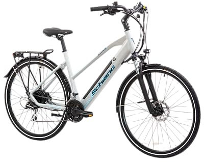 F.lli Schiano E-Wave, E Bike Trekking 28 Zoll, 36V 11.6Ah Abnehmbarer Akku, Motor 250W 50Nm, Trekking EBike für Herren/Damen, Weiss