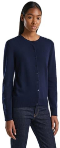 United Colors of Benetton Camiseta Coreana M/L 1002d5485 Cárdigan, Azul Oscuro 016, M para Mujer