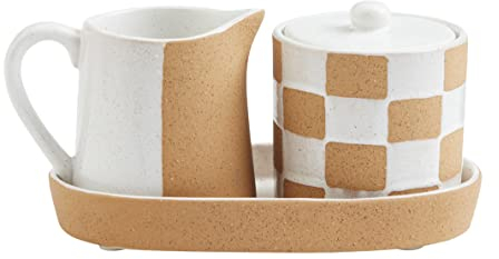 Mud Pie Set di crema e zucchero in terracotta; brocca - 3 1/2 X 2 3/4 vasetto - 3 1/4 x 3 1/2 diametro