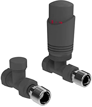 Antracit termostatisk kylarventil vinklat hörn eller rak grå radiator TRV termostatventiler (rak)