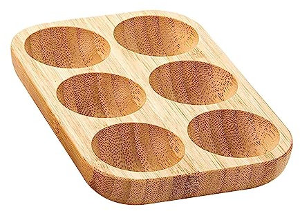 F Fityle Eierhalter, Eieraufbewahrungstablett, 6 Gitter, zweireihiges Eier-Organizer-Rack aus Holz, Eierbehälter für Speisekammer, Schrank, Tischplatte,