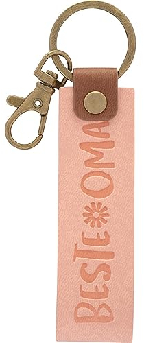 GRUSS & CO Schlüsselanhänger Kunstleder Motiv Oma | Anhänger aus rosa Kunstleder mit Motiv Beste Oma, inkl. Karabiner | 48379