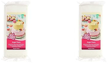 FunCakes Pasta di Zucchero Bright White: facile da usare, liscia, flessibile, morbida e pieghevole, perfetta per decorare torte, halal, kosher e senza glutine - 1000 g (Confezione da 2)