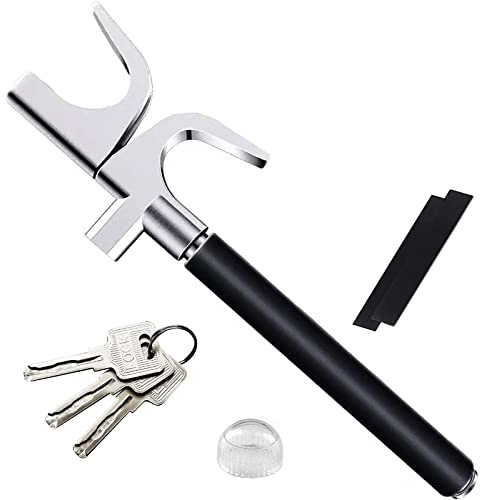 Steering Wheel Lock, Heavy-Duty Steering Wheel Lock with Three Keys, Universal Automobile Anti-Theft Device with Self Defense, Window Breaker for Cars