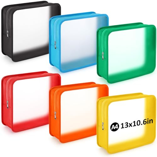 6 Pcs Plastic Document Folder with Zipper 13 x 10.6 Inch Expandable File Organizer Document Bags Waterproof Zipper File Pouches for Paper Portfolio Storage Office Home 6 Colors(Classic Color)