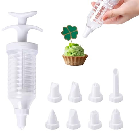 Goiern Gebäckspritze,Tortenspritze Set mit Tüllen und Kuchendekorationsstift Backspritze Teigspritze Garnierspritze Cremespritze Dekorationswerkzeug 8 Tüclen