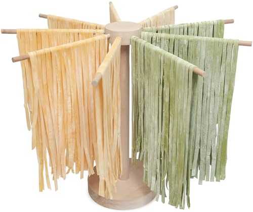 KTZCTPCA Stendipasta per pasta fresca fatta in casa, supporto per spaghetti e spaghetti, in legno, con 9 manici a barra, facile installazione, facile da riporre e da montare rapidamente