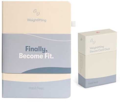 Weightlifting Transformation Journal and Elevate Exercise Cards. Complete Gym Fitness System. #1 Workout Journal/Workout Planner for Women & Men. Workout Log Book/Fitness Journal