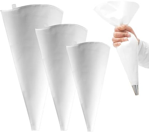 Werownsgso 3 Stücke Profi Spritzbeutel, Spritzbeutel Wiederverwendbar, 30/35/40 cm Baumwolle Piping Bag, 3 Größe Spritzbeutel für Spritzgebäck Gebäck Cupcakes Hausbacken