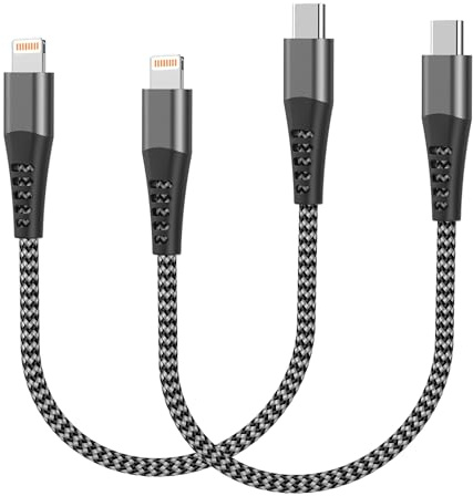 USB C auf Lightning Kabel Kurz 0.3M 2Pack, iPhone Ladekabel USB C Apple MFi Zertifiziert Nylon Typ C Ladekabel iPhone Schnellladekabel Apple Lightning Kabel für iPhone 14 Pro Max 13 12 11 XS XR 8 SE