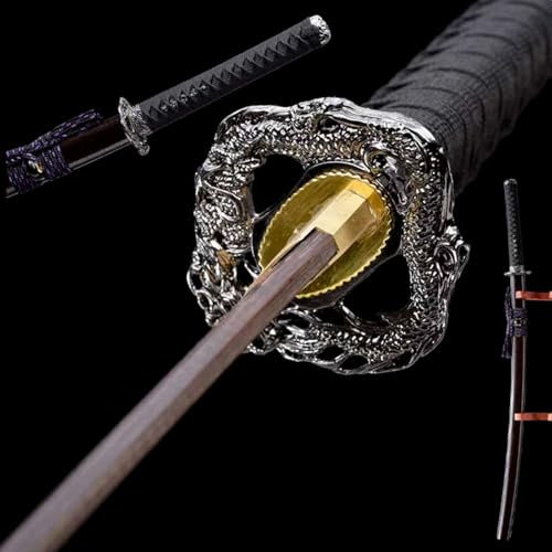 HJHUUA Spade da Samurai Giapponesi in Legno da 103 cm con Fodero,Spada Katana in Palissandro Naturale,bokken Fatto a Mano per la Pratica del Kendo,Regali,esposizioni,Cosplay,Oggetti di Scena