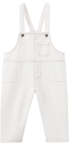 Mud Kingdom Toddler Boy Ovearalls Adjustable Braces Denim Dungaree for Boys Cotton Plain Jean Pants White 4 Years
