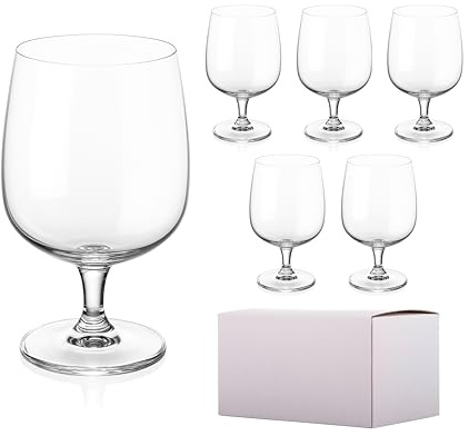 DIAMANTE Short Stemmed Wine Glasses, Water glases Crystal Glass, Set of 6, 375ml Capacity, Dishwasher Safe
