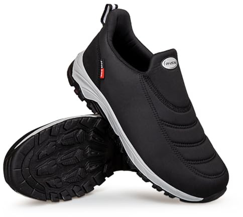 ZVJV Herr Slip-on Trekking Skor Arbetsskor Bekväma Slip-On Sneakers Casual Sneakers Unisex Män Kvinnor, Svart, 41 EU