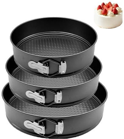 EUBSWA Springform rund 24/26/28 cm – 3 stycken kakformar med non-stick-beläggning för bakform, bakform, tårtform, kakformar