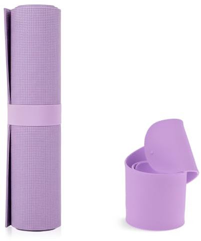 APLZGMG Yoga Mat Strap, One Snap Yoga Mat Slap Band for Keep Mats Tightly Rolled, Elastic One Snap Straps Band Fits Most Size Workout, Exercise, and Pilates Mats(20 L x 2 W, Light Purple)
