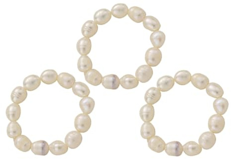 Rainway Anelli di perle da donna, 3 pezzi, elastici ovali, anelli di perle, gioielli di perle, gioielli alla moda, regalo per donne e ragazze