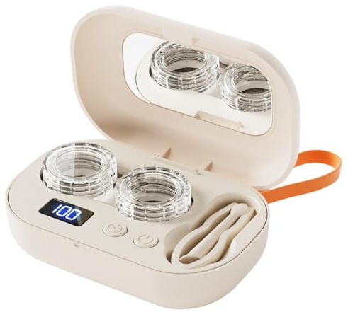 Limpiador de lentes de contacto, limpiador de contactos portátil con limpieza de pantalla inteligente para uso diario y en viajes Máquina recargable con kit de almacenamiento ;1 ;1