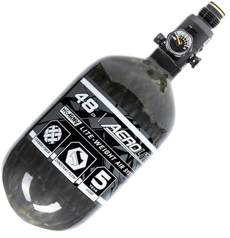 HK Army Aerolite HPA Air System - 48ci/4500psi Lightweight Carbon Fiber Tank with 800psi Regulator for Paintball & Airsoft Gear - Smoke
