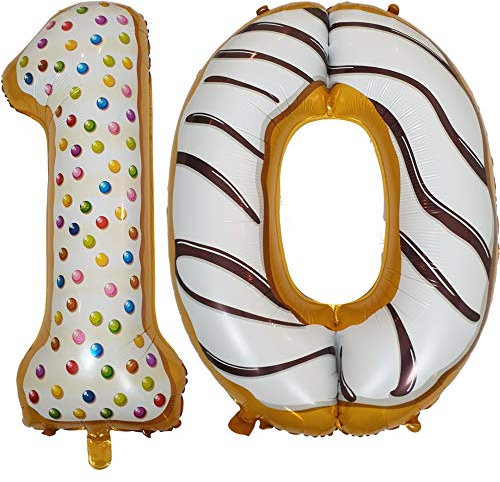 DIWULI Luftballon 10 Geburtstag XL Sweet Donut - Zahl 10