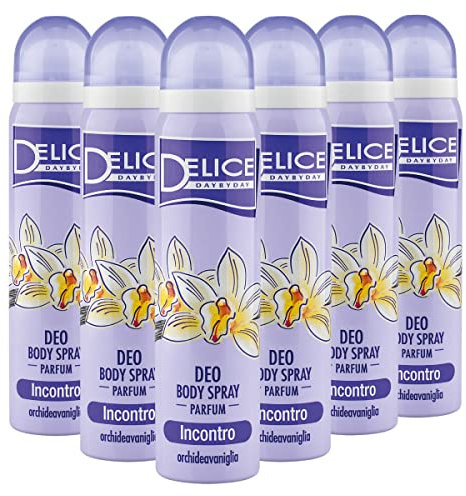 Delice Deodorante Spray Incontro, Fragranza Orchidea & Vaniglia, Deodorante Ascelle, Deo Body Spray - 6 x 100 ML