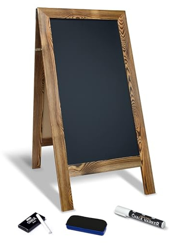 Better Office Products Magnetic A-Frame Chalkboard Sign, Extra Large 20 x 40, Standing Chalkboard Easel, with Chalk Marker + Chalk & Eraser, Sandwich Board Outdoor Sidewalk Sign,(Rustic Brown)