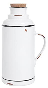 Pitcher Retro Cool Jug with Handle and Cork Large-capacity Pitcher Ceramic Teapot for Juice, Milk, Hot and Cold Beverages（60.8 Oz） Hot/Cold Water Carafe
