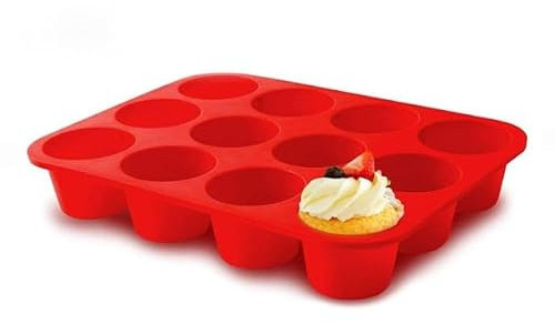 ONE BEST DEAL 12 Cup Non Stick Baking Tray | Large Muffin Cupcake Yorkshire Pudding Silicone Tray for Baking | Creating Wholesome Goodness for Cupcakes, Pudding Mould and Brownies