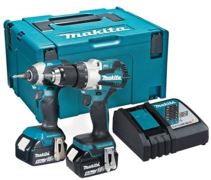 Makita DLX2507TJ 18V Li-ion LXT Brushless 2 Piece Combo Kit Complete with 2 x 5.0Ah Batteries and Charger Supplied in a Makpac Case