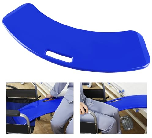LOSCHEN Transfer Board, Patient Slide Assist Device for Transferring Patient or Handica from Wheelchair to Bed, Toilet, Tub, Car - Slide Board with A Handle（Blue）