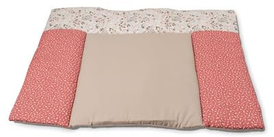 ULLENBOOM ® Wickelauflage 85x75 cm Rosa Blüten (Made in EU) - Wickelunterlage Waschbar und für Unterwegs geeignet, Bezug: 100% OEKO TEX Baumwolle, Wickeltischauflage 75x85