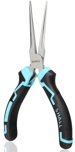 SHALL 6 Mini Needle Nose Pliers, Long Nose Pliers w/Comfort Grip Handles & Non-Serrated Drop Forged Steel Jaws, Small Needle Nose Pliers for Jewelry Making, Wire Wrapping, Crafts, Electronic Repair