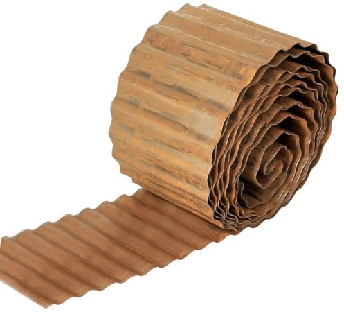 Metal Lawn Edging,6 Inch x 20FT Sturdy Corrugated Metal Garden Edging Border Flexible Garden Border Edging Landscape Edging for DIY Flower Beds,Lawns,Pathway (Rusted)