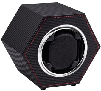 Mcbazel Automatic Watch Winder,PU Leather Winder Box Single for 1 Watch Display Storage Wristwatch with Quiet Motor Auto Turner USB C Powered-Carbon Fiber
