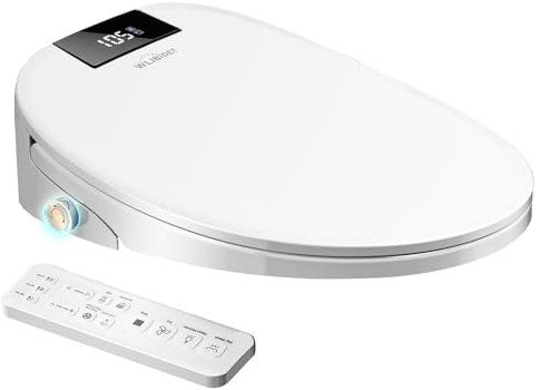 WLJBIDET Bidet Toilet Seat with Remote Control, Electronic Heated Bidet Seat with Adjustable Warm Water and Pressure, Warm Air Drying, Display Screen, Night Light, Slow Closed Toilet Lid, Elongated