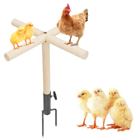 Hühnerstange für Hühnerstall – Sitzstange aus Holz mit Metallspieß, Zubehör für Geflügel im Hinterhof, geeignet für Hühner, Hähne, Küken und große Vögel wie Papageien