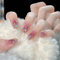 French False Nails - Short Square Blush Stick-On With Diamond - 24pcs Strong French Style Press-On With Glue - Deluxe Elegant Aurora Design Fake Nails for Women Girls