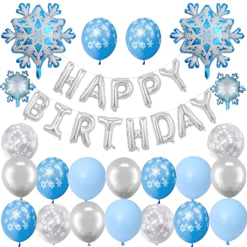 Decorazione per compleanno argento neve Happy Birthday ghirlanda palloncini fiocco di neve decorazione per compleanno ragazza Happy Birthday decorazione per compleanno donne