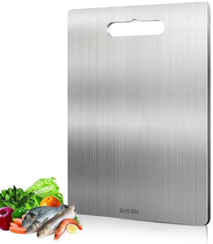 Tagliere In Titanio Per Cucina, Tagliere In Acciaio Inox, Tagliere Da Cucina In Acciaio Inossidabile, Per Carne, Frutta, Verdura, Alimenti Per Bambini, Lavabile In Lavastoviglie(39 x 28 cm)