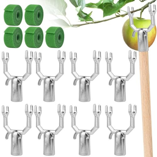 GZjiyu Lot de 8 supports pour branches d'arbres fruitiers en métal multi-usages pour support d'arbres fruitiers avec 5 rouleaux de bande Velcro de 1 m