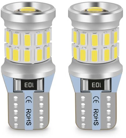 LTONXEN T10 (W5W) LED 6000K Blanco 12V Coche Bombillas 194 168 para Lámpara Reemplazo de Posición, Placa, Cúpula Lateral y Estacionamiento - 2 Piezas