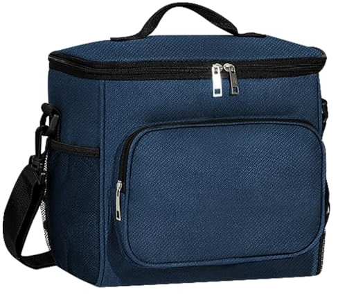 TIECHI 10L Insulated Lunch Bag, Leakproof Thermal Lunch Box Bag for Men Women Adults, Large Cool Bag with Adjustable Shoulder for Work Beach Picnic Camping (Navy Blue)