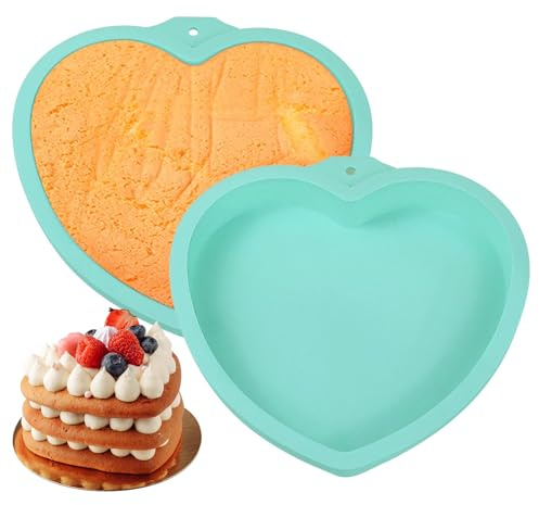 Rund silikon bakform tårtformer, hjärtformade tårtpannor, 20 cm kakformar för brownie tårta sjöblå, hjärta – 15 cm (6 tum)