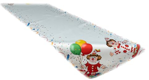 texpot Biancheria da tavolo, motivo clown con palloncini (clowns, 140 x 40 cm (rettangolare)