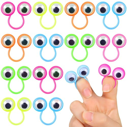 GARIOUANS 30 Pezzi Anelli per Dita Occhi Grandi Giocattoli da Dito per Marionette ad Anello Colorate per Giochi Educativi e Attività Creative a Casa, Scuola e Asilo Colore Colore Casuale