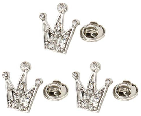 Toyvian 6 Stücke Kristall Krone Broschen Strass Anstecknadeln Pins für Party Schmuck (Silber)