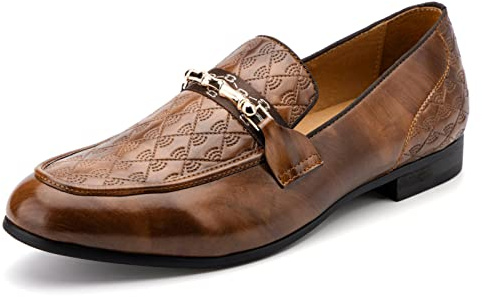 MEIJIANA Herr Loafer Bröllop Mockasiner för Män Herr Läder Mockasin Klassiska Mockasiner, Brun-03, 45 EU (12 UK)