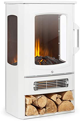 Klarstein Elektrokamin, Elektro Heizungen für Wohnzimmer & Innenräume, Elektrischer Kamin mit LED Flammen, Freistehender Kamin, Heizlüfter mit Timer, Einstellbarer Thermostat, Heizung 2000 W